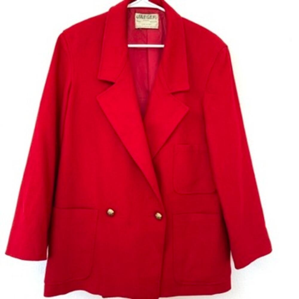 JAEGER Wool Blazer Red Size 10 Made in Great Britain‎ Vintage Old Money Classic